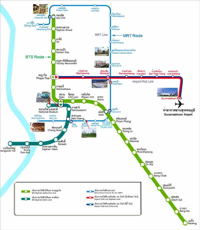 Image with Map of the BTS Route in Bangkok