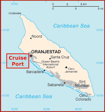 Image of Map Showing Oranjestad (Aruba) Cruise Port