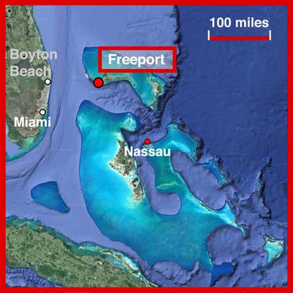 Image of Map of the Bahamas showing Freeport