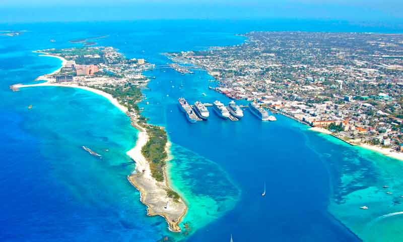 Panoramic Photo of the Port and Paradise Island in Nassau