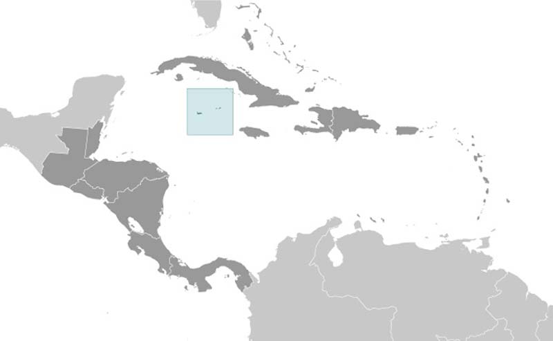 Image with Map of the Caribbean showing Grand Cayman Island