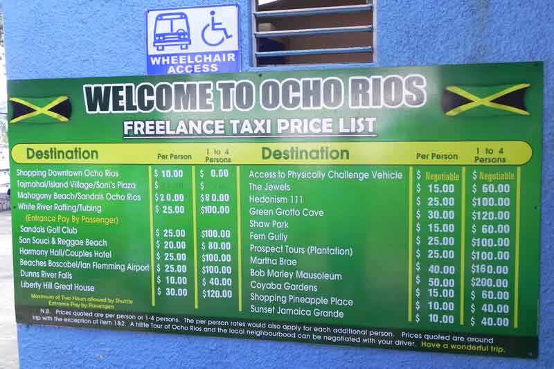 Photo of Taxi Price List in Ocho Rios