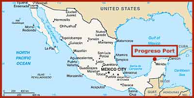 Image of Map of Mexico with Progreso Cruise Port