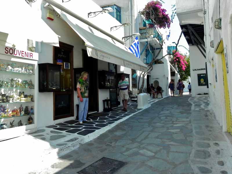 Photo of Shopping Street in Mykonos, Greece.