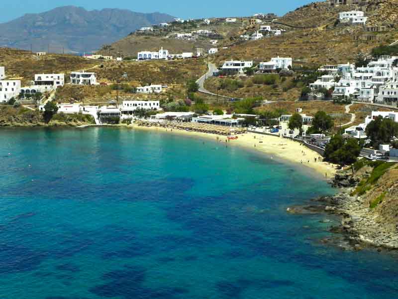 Photo of Aghios Stephanos Beach in Mykonos, Greece.