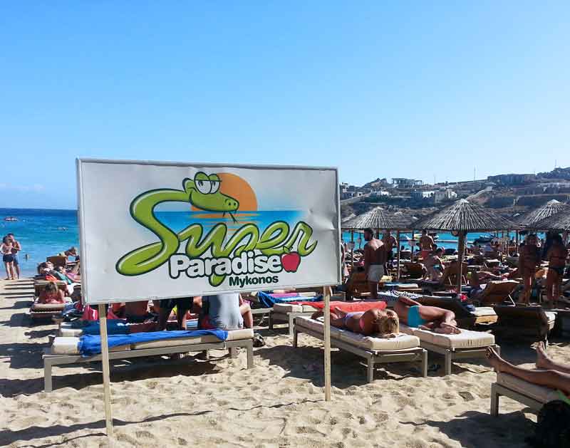 Photo of Super Paradise Beach in Mykonos, Greece.