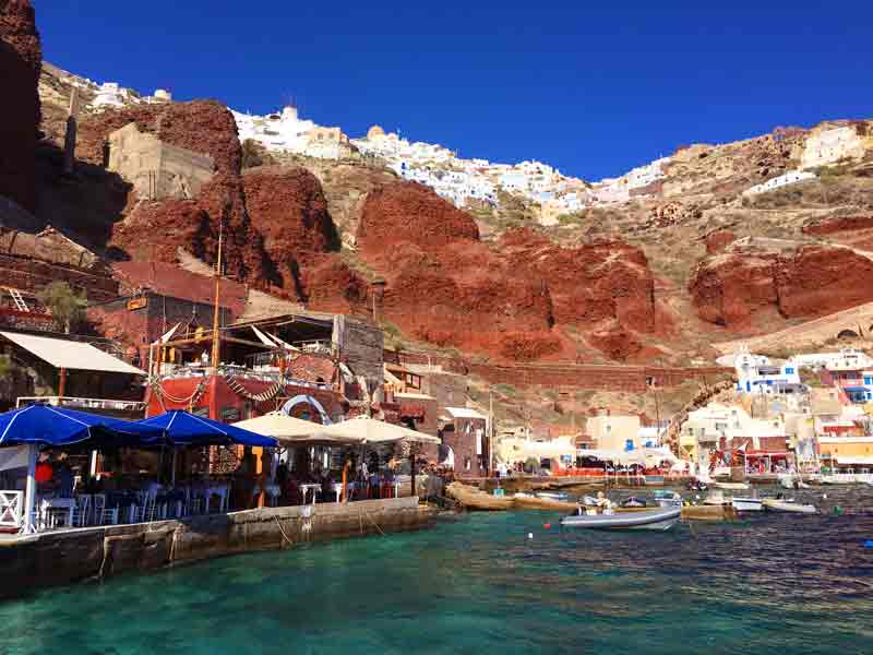 Photo of Amoudi Bay in Santorini.