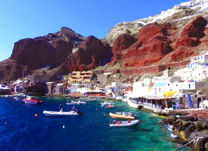 Photo of Amoudi Bay in Santorini.