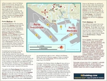 Small image of a page with a map of Livorno cruise port At the Pier guide