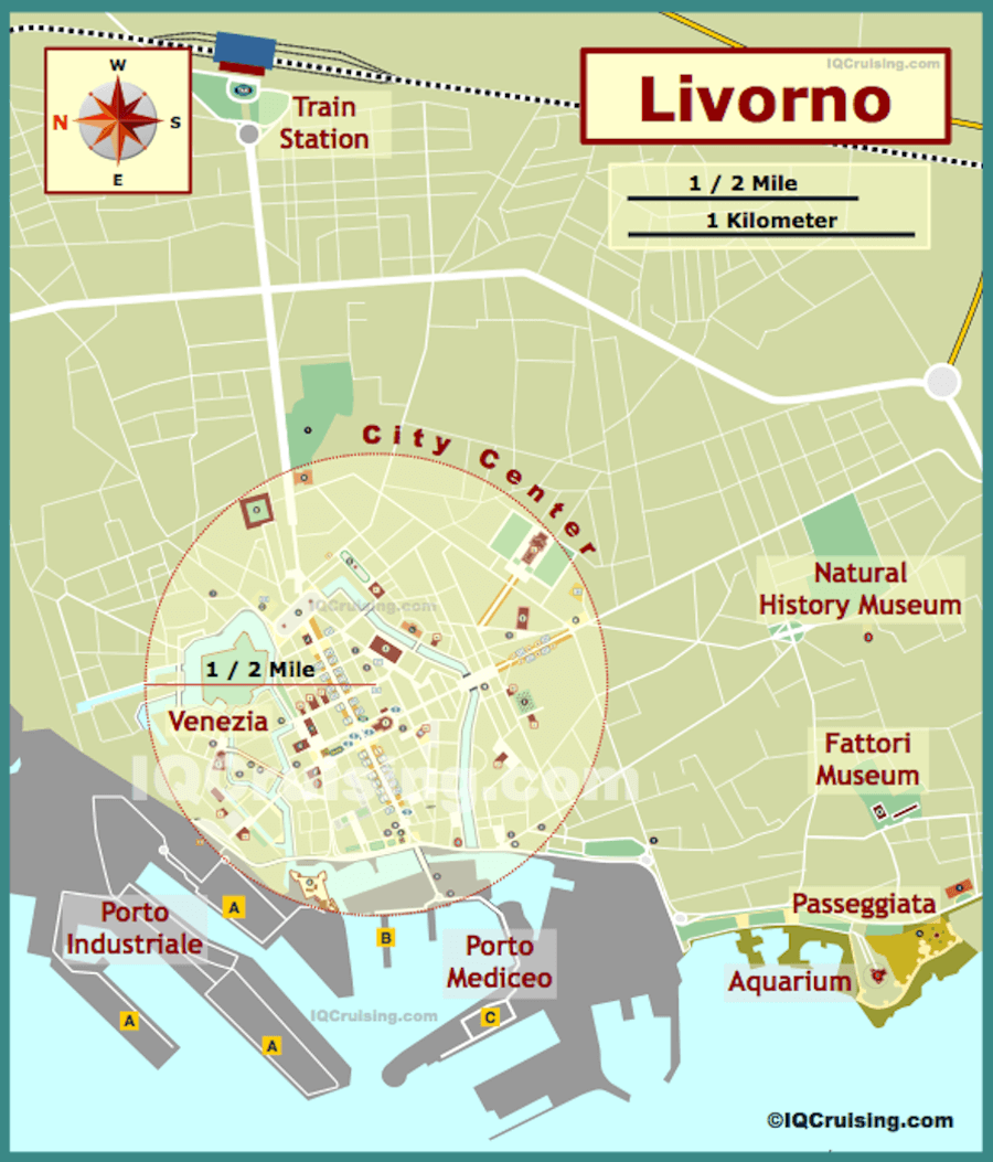 Livorno Cruise Ship Port Image of a Map of the City Centre