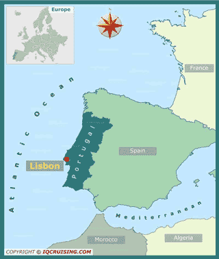 Image with Map of Portugal and Lisbon