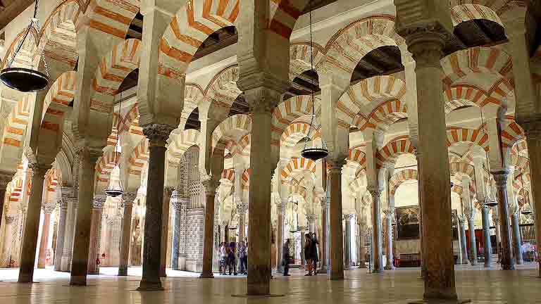 Photo of the interior of the Mosque–Cathedral in Córdoba