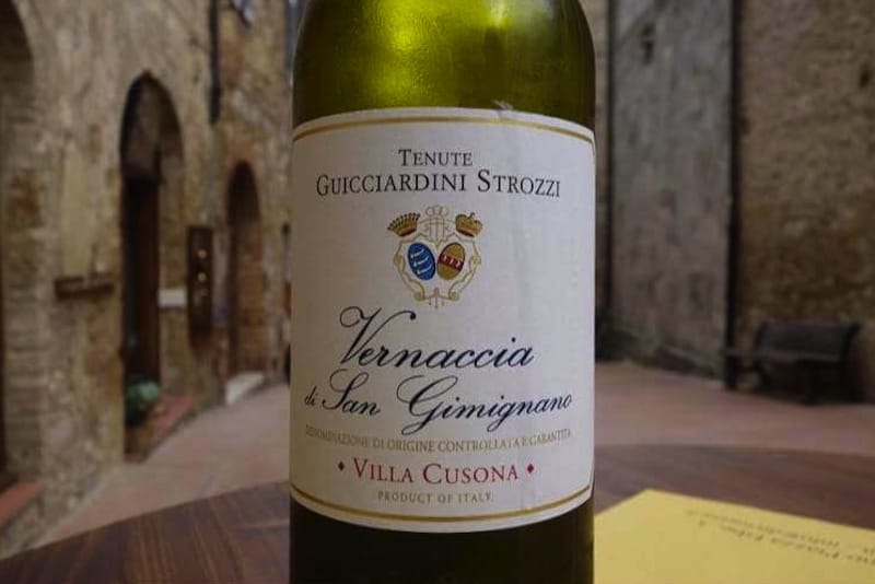 Photo of bottle of Vernaccia Wine in San Gimignano