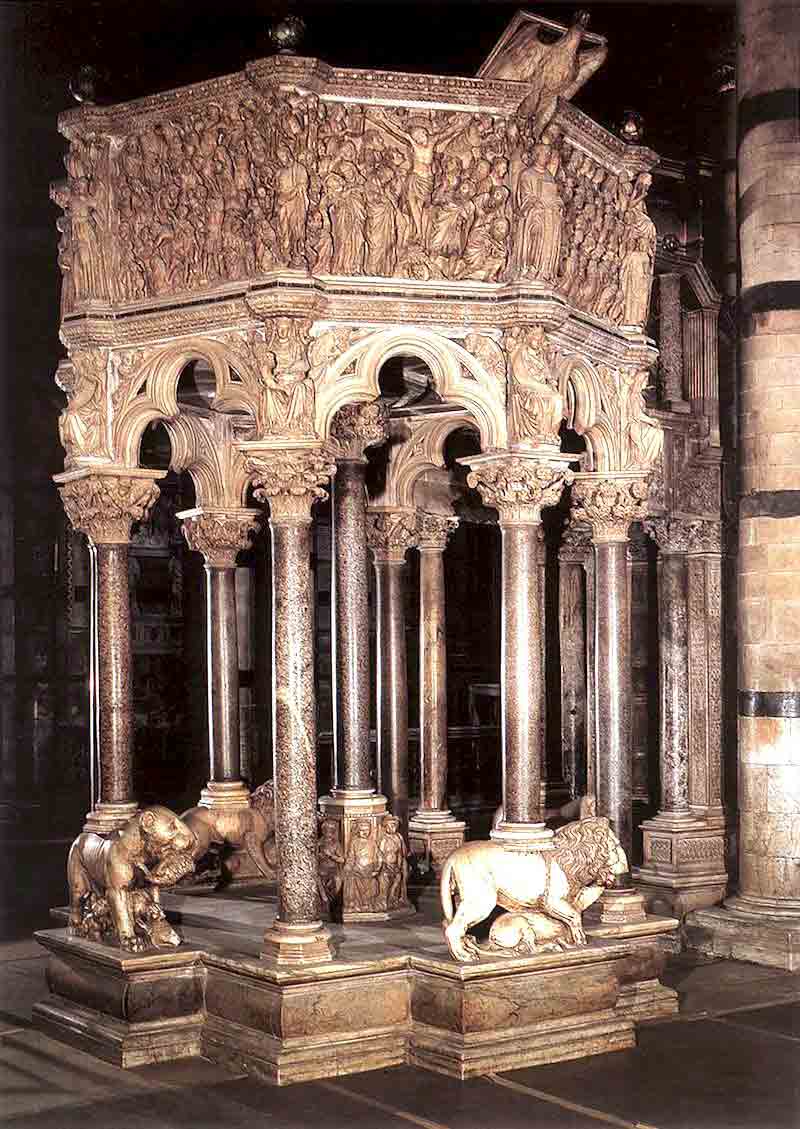 Photo of Pulpit, marble, 1265, by Nicola Pisano in the Duomo in Siena