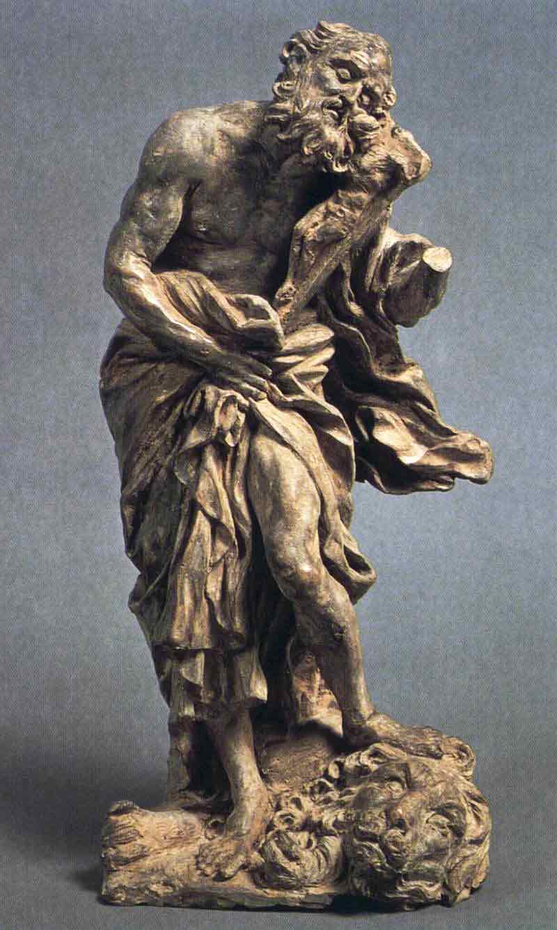 Photo of St Jerome, marble, 1660, by Bernini in the Galleria Chigi Saracini in Siena