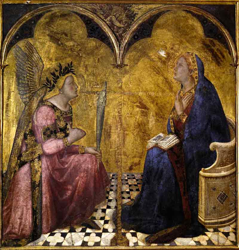 Photo of Annunciation, 1344, by Lorenzetti Ambrogio in the Pinacoteca Nazionale in Siena