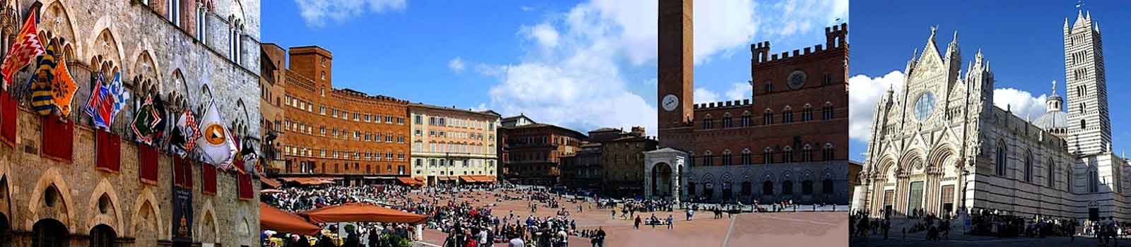 Collage of photo of 3 sites in Siena
