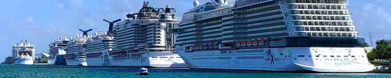 Photo of cruise ships docked in the Port of Miami