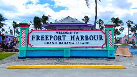 Photo of the Welcome Sign in the cruise terminal of Freeport (Grand Bahama) cruise port