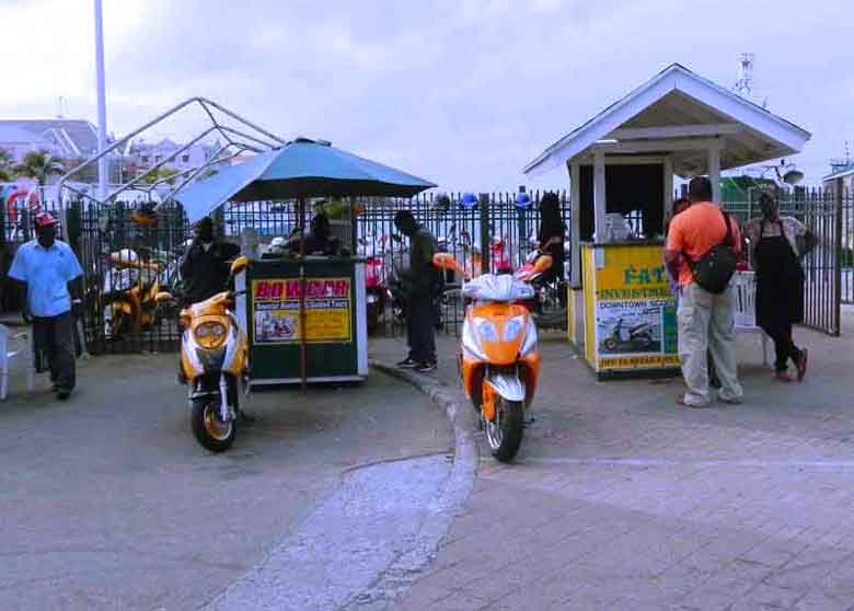  of Scooters for Rent at the Cruise Terminal in Nassau.