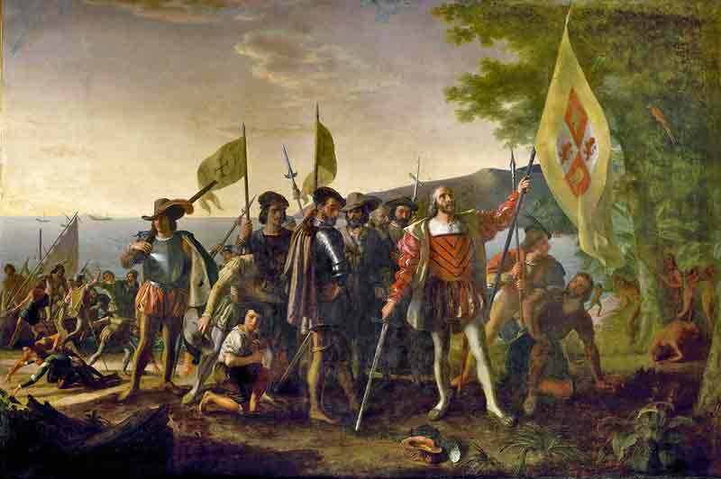 Painting of Columbus Landing in The Bahamas