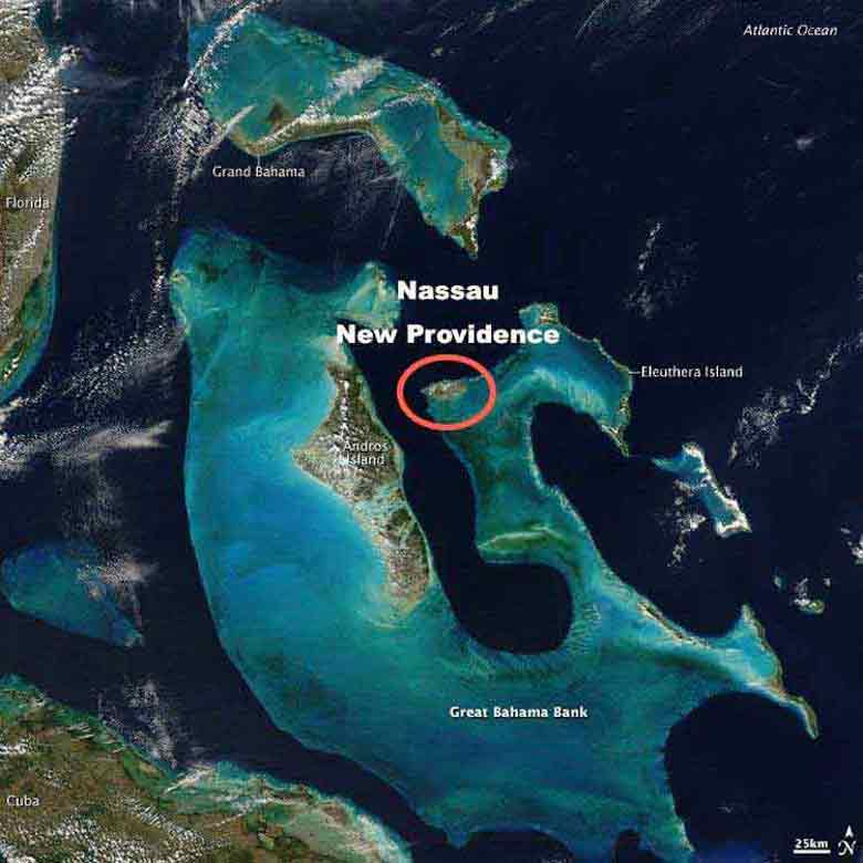 Space Photo of Th Bahamas highlighting New Providence