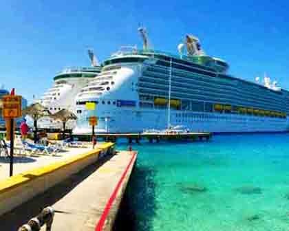 Cruise ships docked in Cozumel port