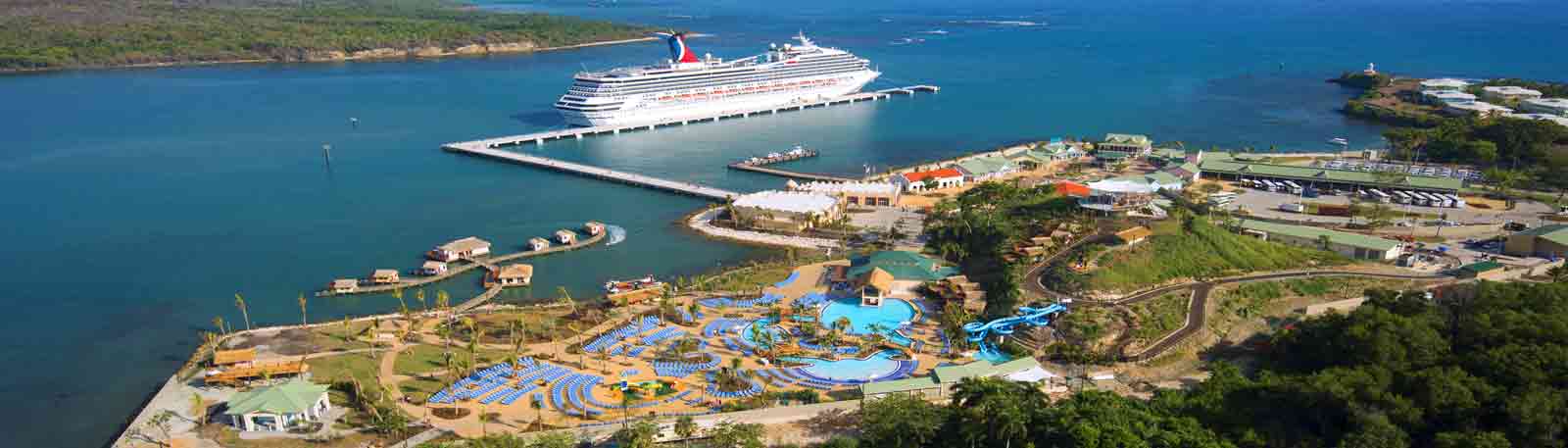 Panoramic photo of Amber Cove Cruise Center and Pier