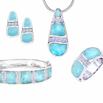 Photo of Larimar jewelry.