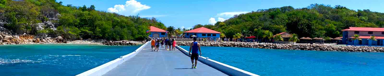 Panoramic photo of the pier and entrance to the Labadee cruise port