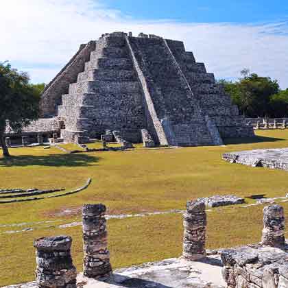Photo of temple of Kukulcan in Mayapan close to Progreso cruise port.