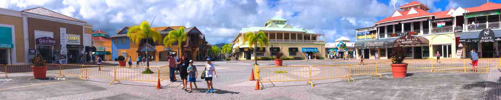 Panoramic photo of Port Zante cruise terminal ins Basseterre, St Kitts