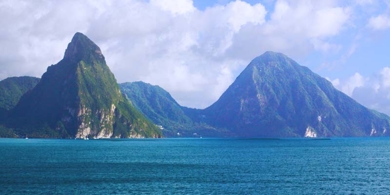 The Pitons in St Lucia Cruise Port