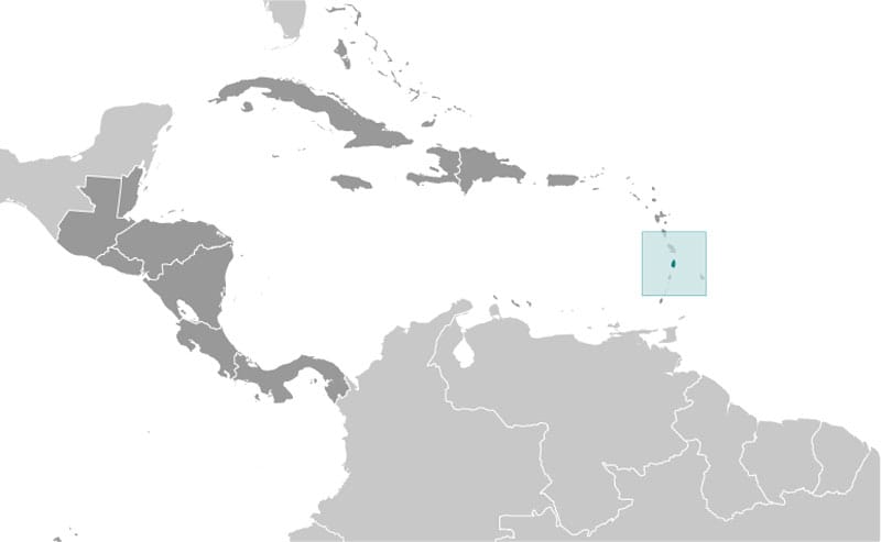 Image of Map of St Lucia in the Caribbean