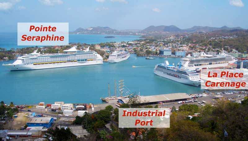 Panoramic Photo of the harbor in Castries, Saint Lucia