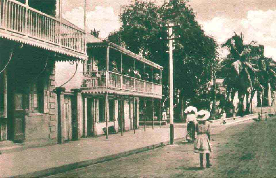 Old photo of street in Charlotte Amalie, St. Thomas U.S. Virgin Islands,
