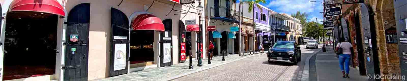 Photo by IQCruising of shopping street in Charlotte Ammalie in St Thomas, USVI, cruise port