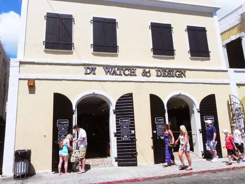 Photo of Diamonds International Watches in the main street of Charlotte Amalie, St. Thomas US VI