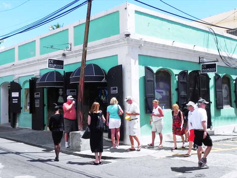 Photo of Diamonds International Jewelry shop in the main street of Charlotte Amalie, St. Thomas US VI