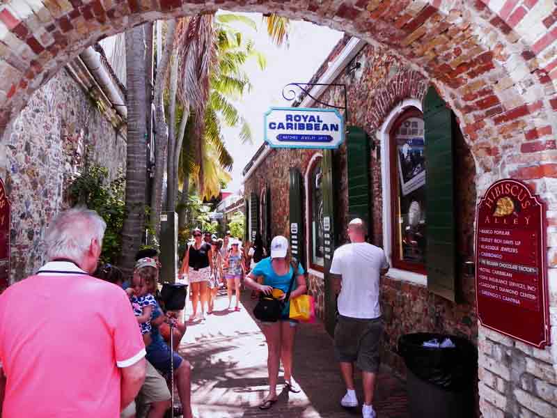 Photo of Hibiscus Alley in Charlotte Amalie, St. Thomas.