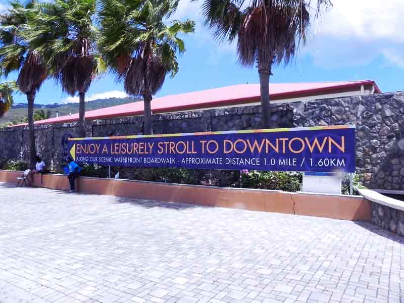 Photo in the Yacht Haven showing distance to Downtwon, St. Thomas US VI.