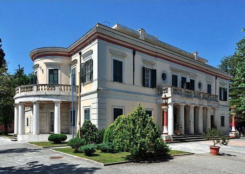 Photo of Mon Repos Palace in Corfu where the Paleopolis Archaeological Museum in Corfu is housed