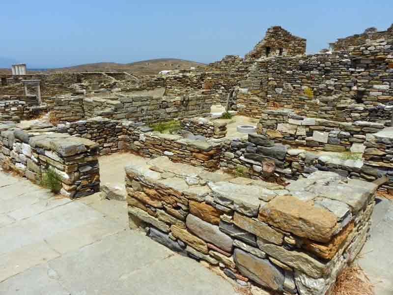 Photo of Theatre Quarter in Delos, Mykonos, Greece.