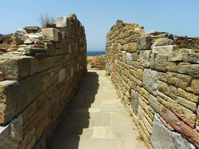 Photo of Theatre Quarter in Delos, Mykonos, Greece.