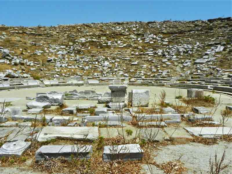 Photo of Theatre in Delos, Mykonos, Greece.