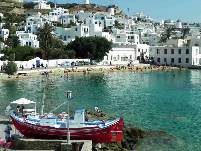 Old Port Bay Mykonos Cruise Port Photo of Old Port Bay in Mykonos, Greece.