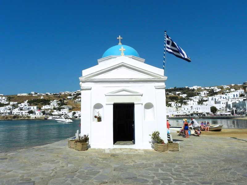 Agios Nikolakis Church Mykonos Cruise Port Photo of Agios Nikolakis Church in Mykonos, Greece.