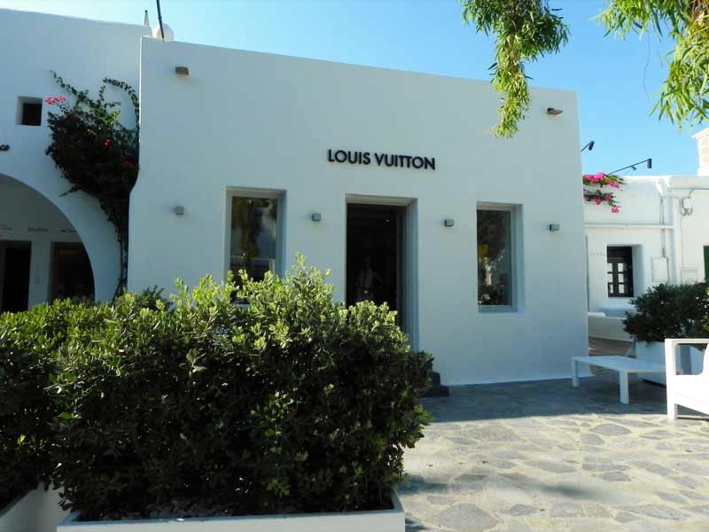 Louis Vuitton Shop Mykonos Cruise Port Photo of Louis Vuitton in Mykonos, Greece.