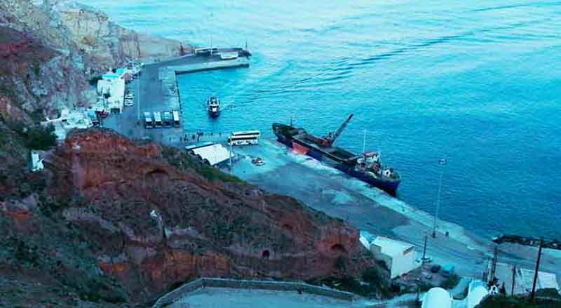 Athinios Santorini Cruise Port Photo of Port of Athinios in Santorini.