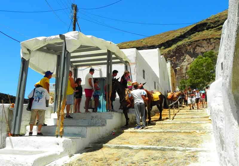 Donkey Station Santorini Cruise Port Photo of Donkey Station in Santorini.